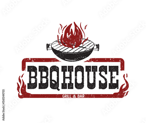 Flaming Barbecue House Logo Design for Grill and Smoke Brands