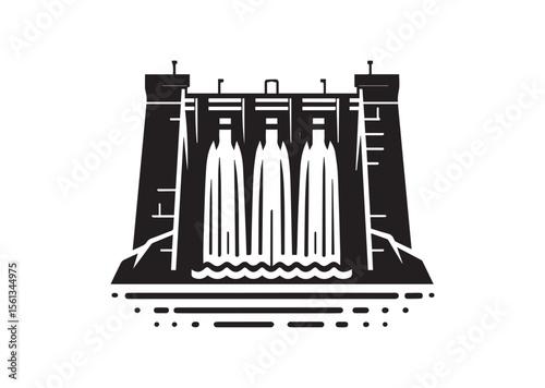 Water Dam Silhouette Vector