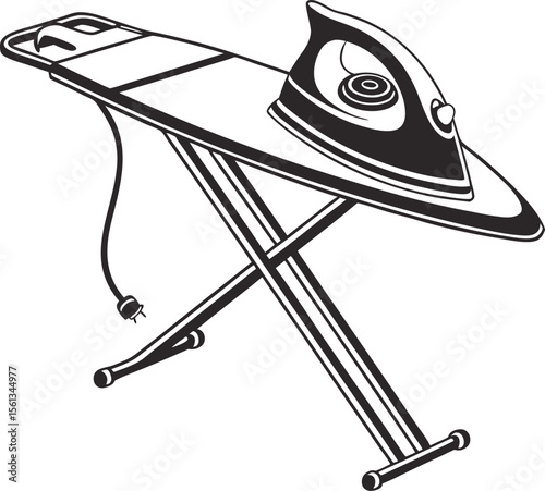 ironing board with clothes