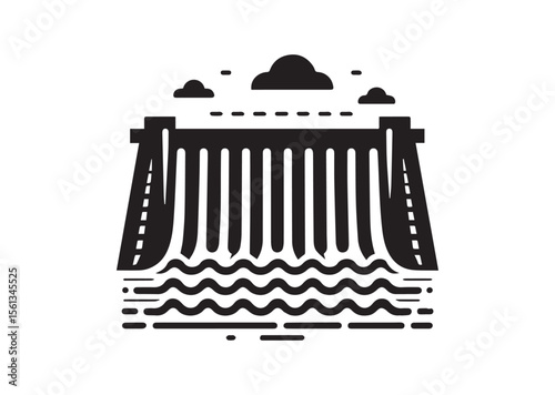 Water Dam Silhouette Vector