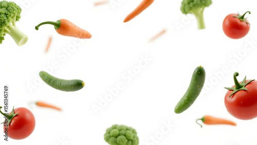 Wallpaper Mural Floating Fresh Vegetables on White Background Torontodigital.ca