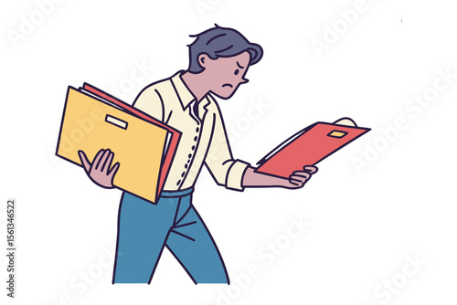 Scrutinizing Documents: A professional scrutinizes documents with focused concentration.