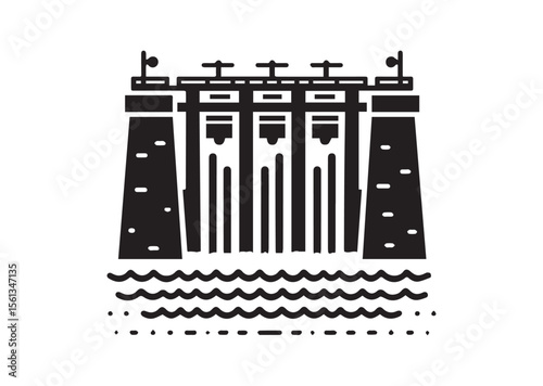 Water Dam Silhouette Vector