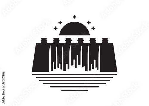 Water Dam Silhouette Vector