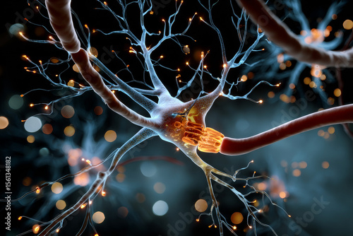 3d render of neurons conecting