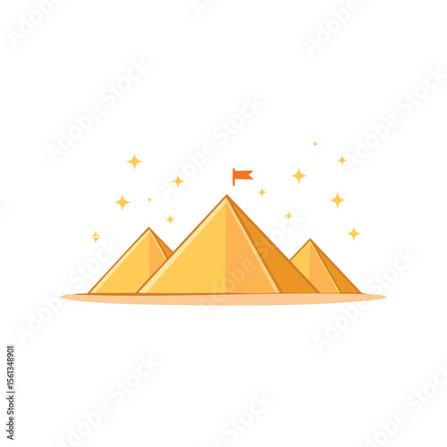 Simple Illustration Desert pyramids under stars