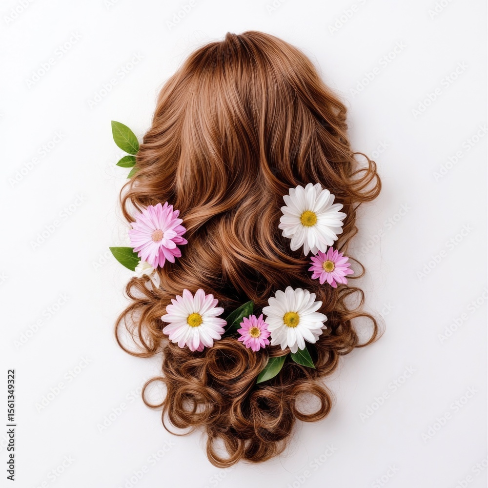 Naklejka premium Curls with flowers