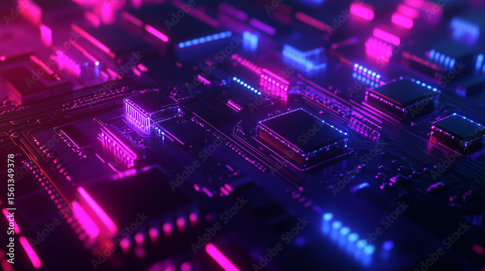 Fototapeta premium Abstract integrated circuit design symbolizing futuristic innovation and technological advancement.