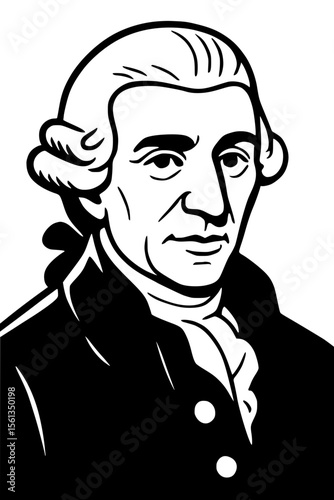 the father of the symphony and string quartet, austrian composer, musician, portrait, illustration, vector, haydn