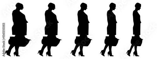 Conceptual fat overweight obese female vs slim fit healthy body after weight loss or diet on white background banner. A  fitness, nutrition or obesity, health shape illustration vector as silhouettes