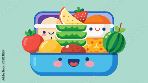 Cute Classroom Illustration: Cute lunchbox illustration with healthy food