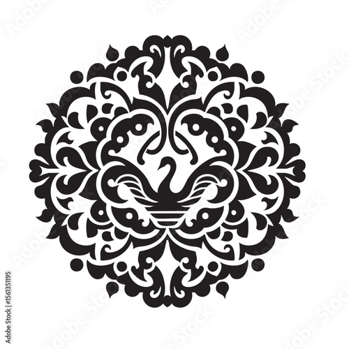 Arabesque black and white silhouette icon