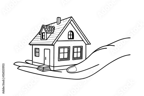 Safe Housing Concept with Hands Holding Tiny Home Illustration