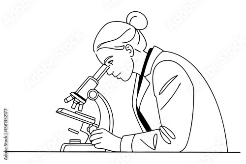 Female Researcher Analyzing Sample in Scientific Study Sketch