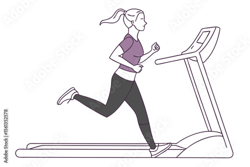 Running Woman Treadmill Workout Minimalist Line Art for Gym Poster