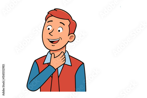 Joyful and Affable Man: A friendly, illustrated man, displaying open body language, embodying positivity, and offering a welcoming presence.