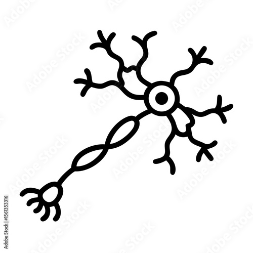 Simplified illustration of a neuron with axon and dendrites  