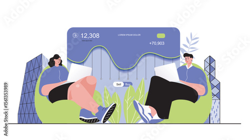 Cryptocurrency mining concept for modern web design. People buying crypto currency, extracting bitcoins and other digital money, increase profit. Flat vector illustration isolated on white background.