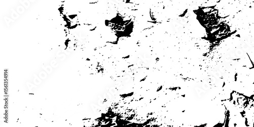 Distress urban overlay spotted concrete grain surface grainy noise rust wall grunge black splatter and white background. damaged chalk crack rough ink wall texture.	