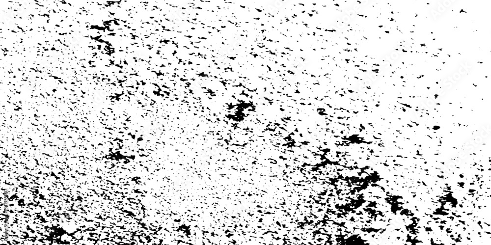 Fototapeta premium Distress urban overlay spotted concrete grain surface grainy noise rust wall grunge black splatter and white background. damaged chalk crack rough ink wall texture.