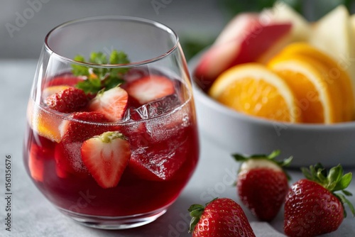 Wallpaper Mural Refreshing strawberry sangria in a glass with fresh citrus and berry garnish Torontodigital.ca