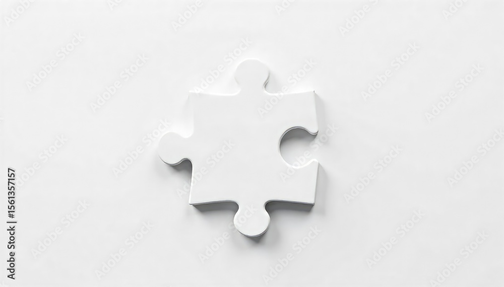 Fototapeta premium Pristine White Puzzle Piece Isolated Unity Symbol for Websites, Presentations & Design Projects. Perfect for illustrating solutions, completion, strategy, and connection concepts.