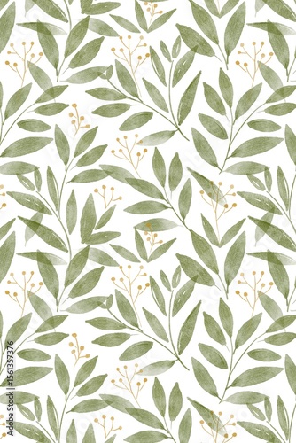 Wallpaper Mural Botanical background, watercolor leaf graphic Torontodigital.ca