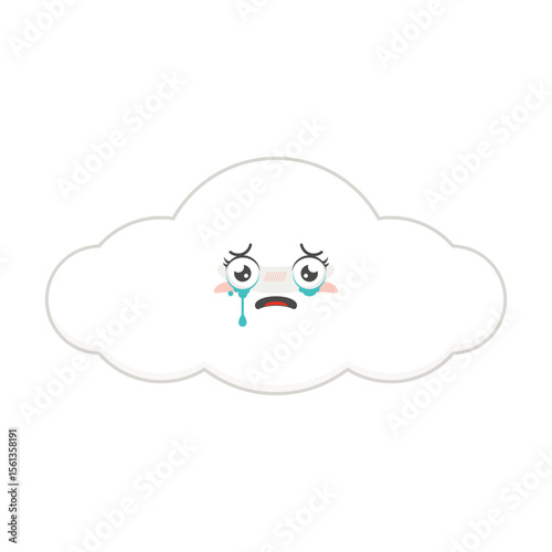 cloud scared face cartoon cute