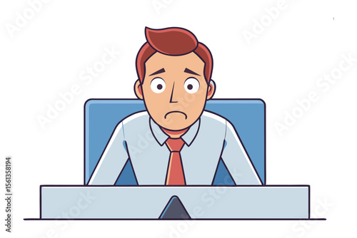Anxious at the Desk: A stressed individual sits at their desk, radiating anxiety and apprehension, a visual representation of professional and personal pressures.