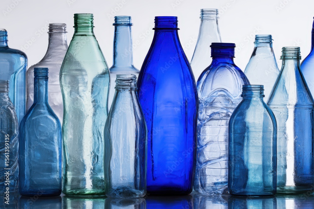 Naklejka premium Various plastic bottles in different colors and shapes