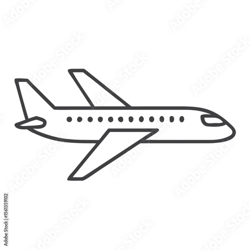Passenger jet icon side view of modern airliner for airline websites, travel blogs, infographics, presentations