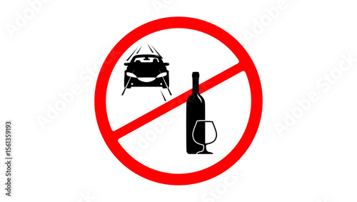 don't drink and drive sign, black and red isolated silhouette