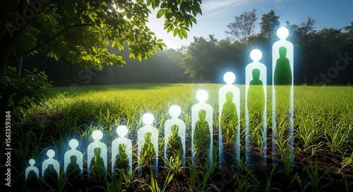 Sustainable Growth in Agriculture: Rising Population Graph in Field, Natural Resources and Farming