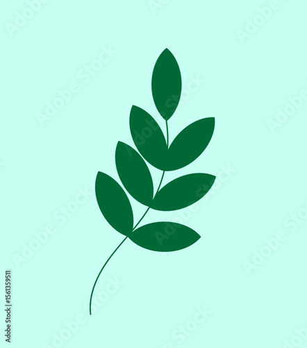 a twig on a light blue background,
