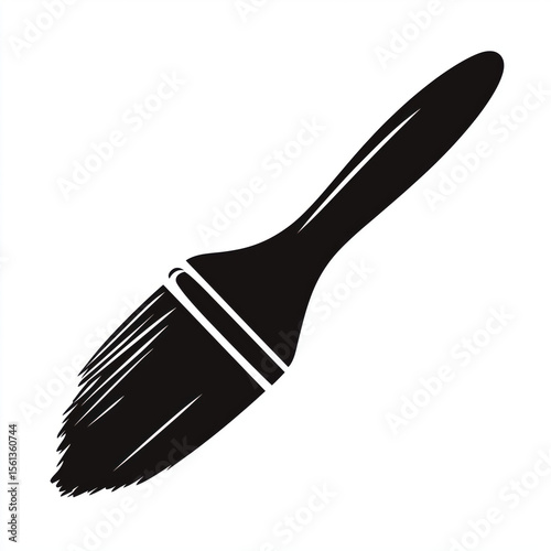 Simple Black and White Paint Brush Icon , white background cut out PNG