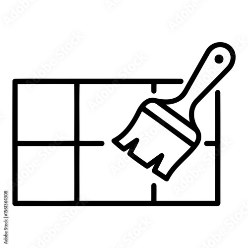 Tile repair icon with a brush for bathroom renovation in minimalistic style 