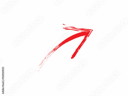 A bold, red arrow created with a textured brushstroke effect, pointing to the right against a plain white background.