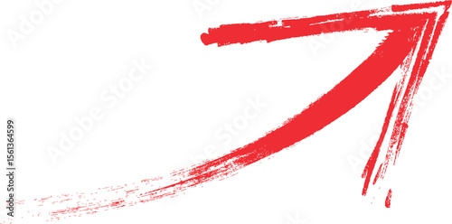 A bold, red arrow created with a textured brushstroke effect, pointing to the right against a plain white background.