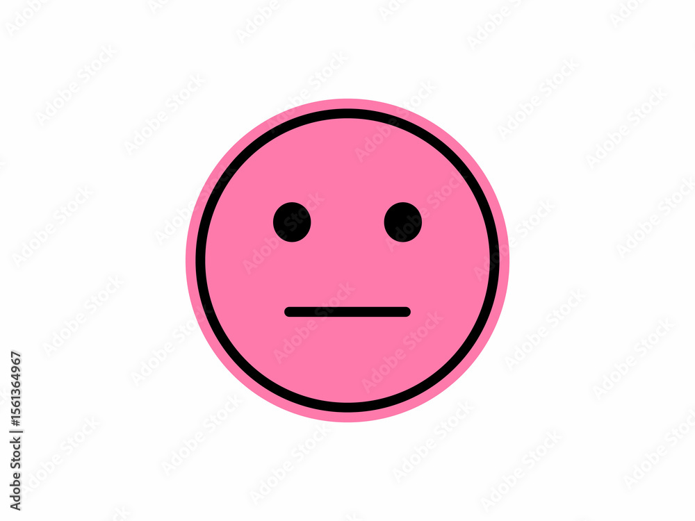 Fototapeta premium A simple, flat design pink emoji face with a neutral expression.