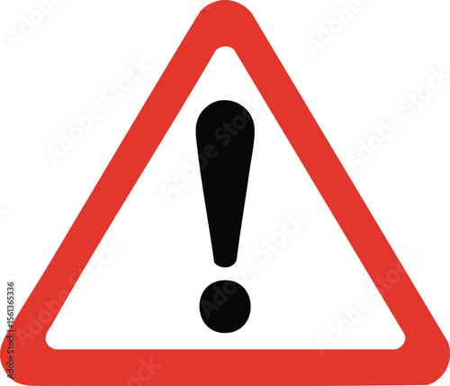 Red Triangular Traffic Warning Sign With Black Exclamation Mark Symbol For Caution Alert Roadway Safety Attention And Hazard Message

