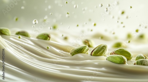 Dubai Chocolate Kunafa Pistachio on white background,Dubai Chocolate bar with green kadayif and pistachio spread,popular and viral chocolate 2024,space for text.