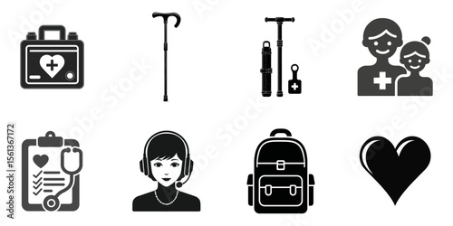 Essential Healthcare Icons for Medical and Support Services