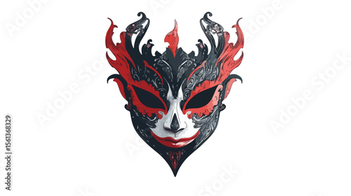 Carnival Mask Over White Background Vector Illustration