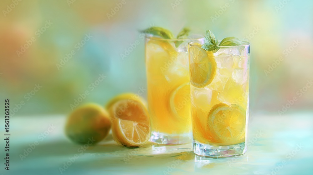 Refreshing yellow beverages pastel colors soft blurred dreamy drinks summer mood. High quality Refreshing yellow beverages pastel colors soft blurred dreamy drinks summer mood. High quality