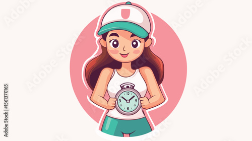 Sport Coach Girl Cartoon Character Sticker