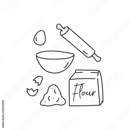 Hand-drawn linear wedding icon in minimalist style, perfect for rustic and elegant event designs. Ideal for planners,