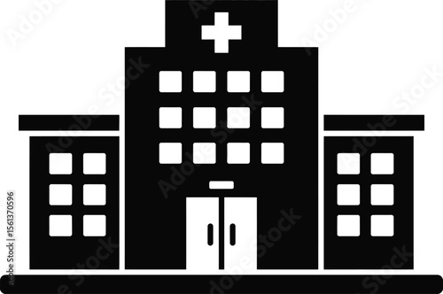 Minimalist Hospital Icon: Healthcare Symbol for Medical Services and Facilities
