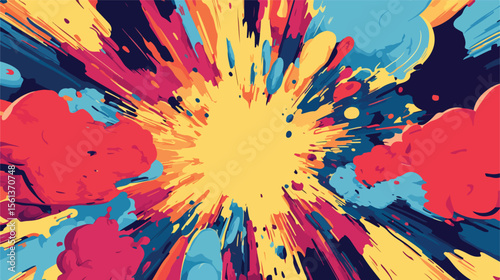 Colorful Cartoon Comic Text Pop Art Explosion Vector Illustration