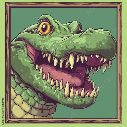 Cheerful Cartoon Crocodile with Bright Smile Flat Vector Illustration