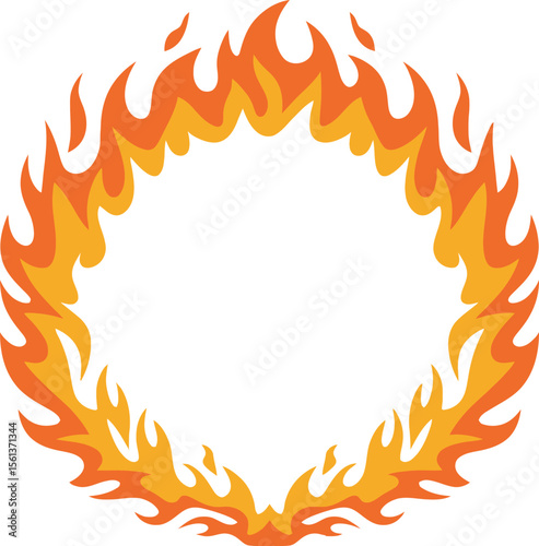 Vibrant Circular Fire Emblem: Dynamic Ring of Flames for Bold Designs